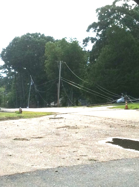 Power lines were downed