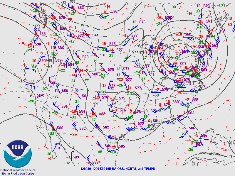 Upper-air map at 500mb from 12z on September 30, 2012