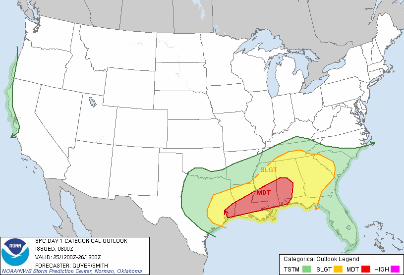 Severe weather threat for December 25, 2012