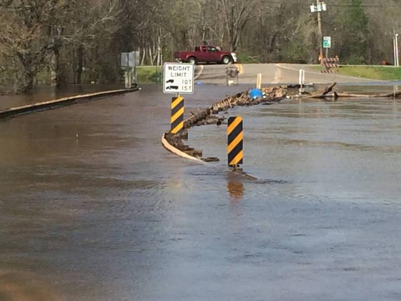 12 Mile Bayou flooding State Highway 530 between Oil City and I-49.
