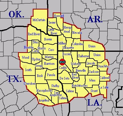 Map of Oklahoma and Arkansas