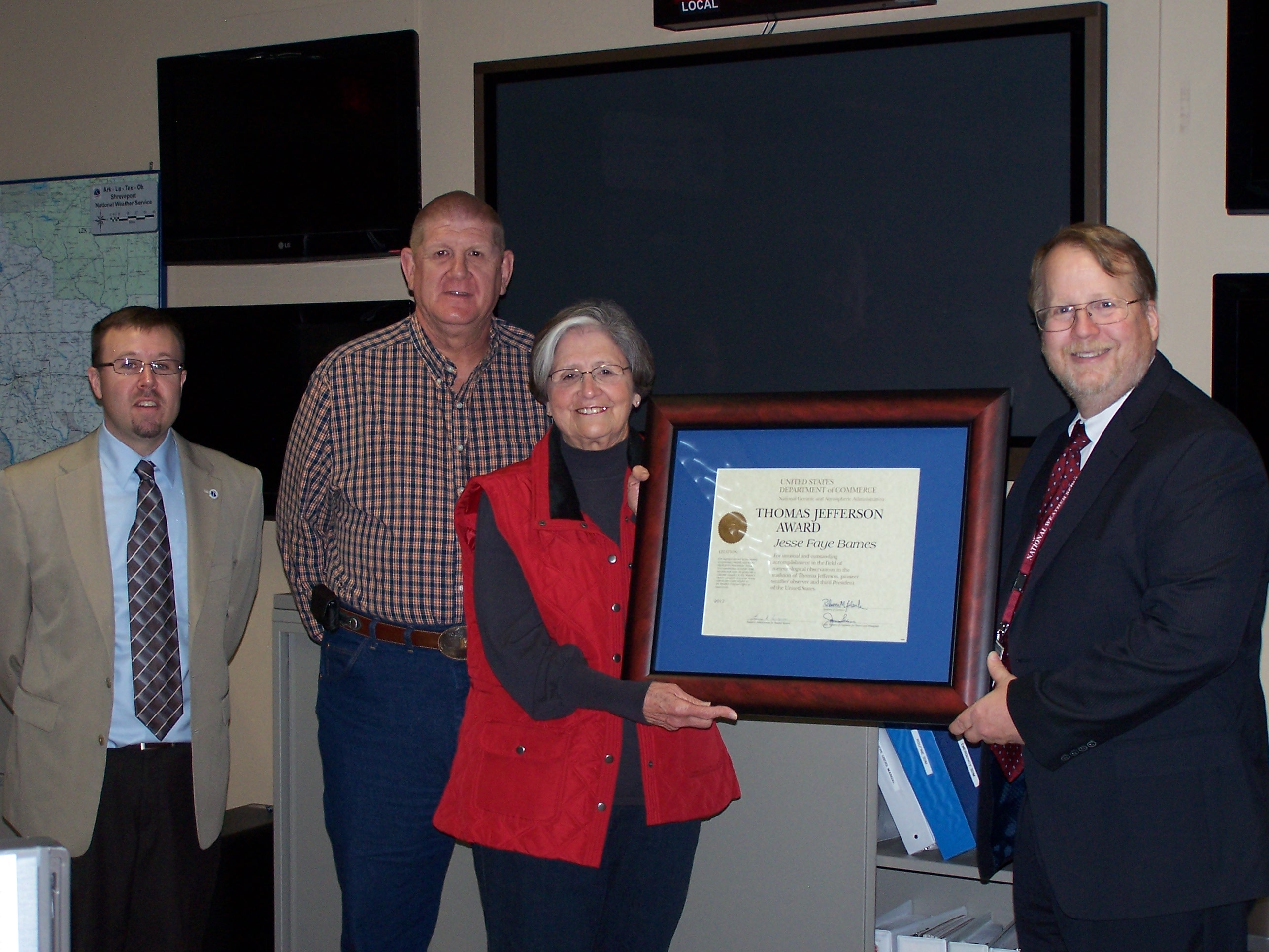 Jessie Fay Barnes of Henderson, TX, received the Thomas Jefferson Award in 2012