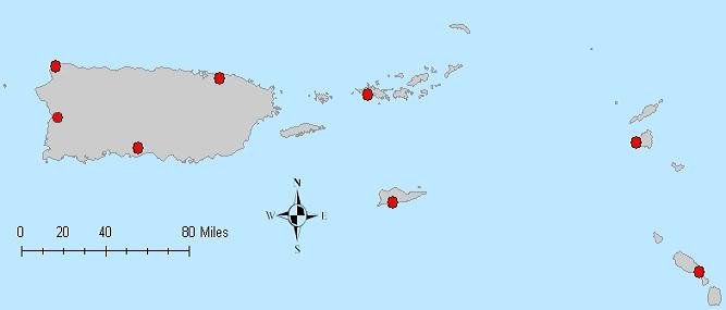 Aviation Site Map of Puerto Rico and Surrounding Islands