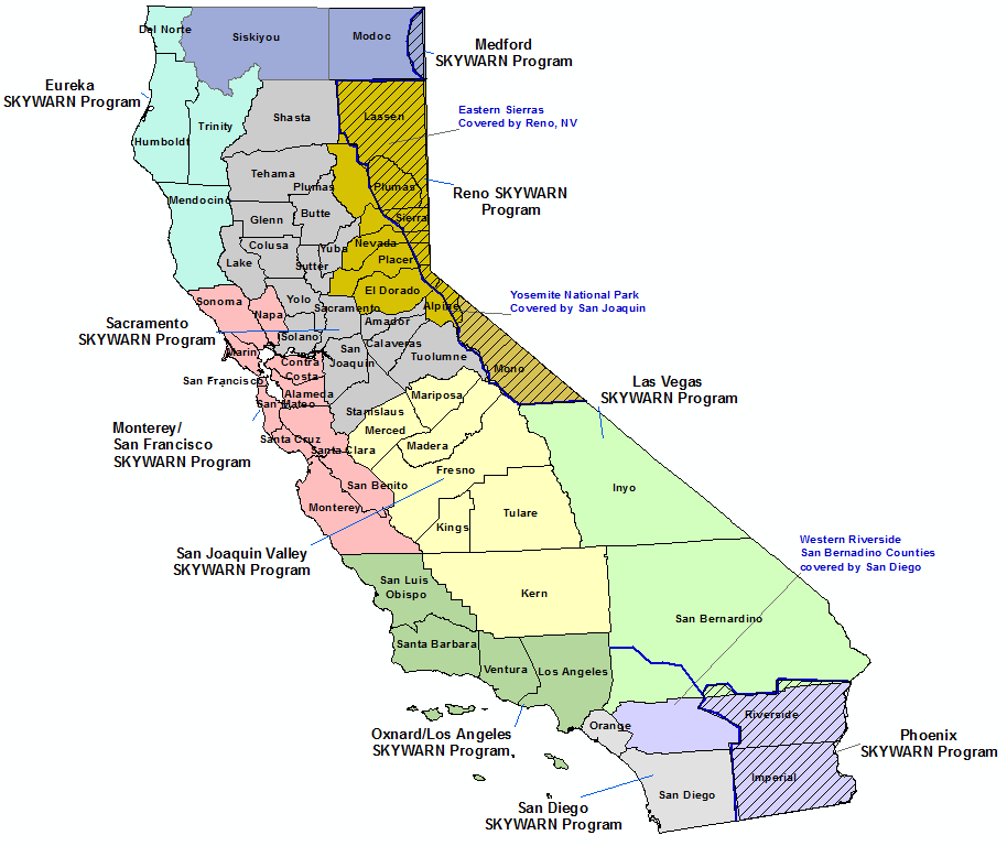 California Skywarn Program Contact map