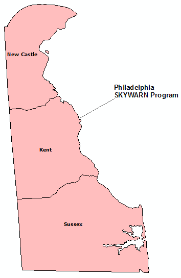 Delaware Skywarn Program map