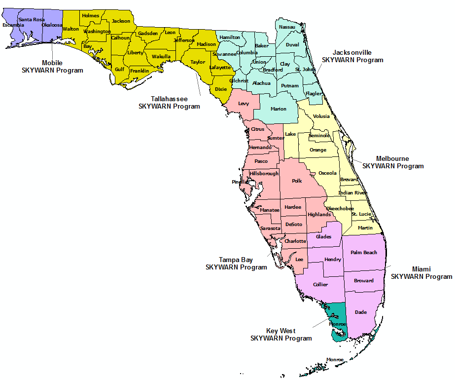 Florida Skywarn Program map