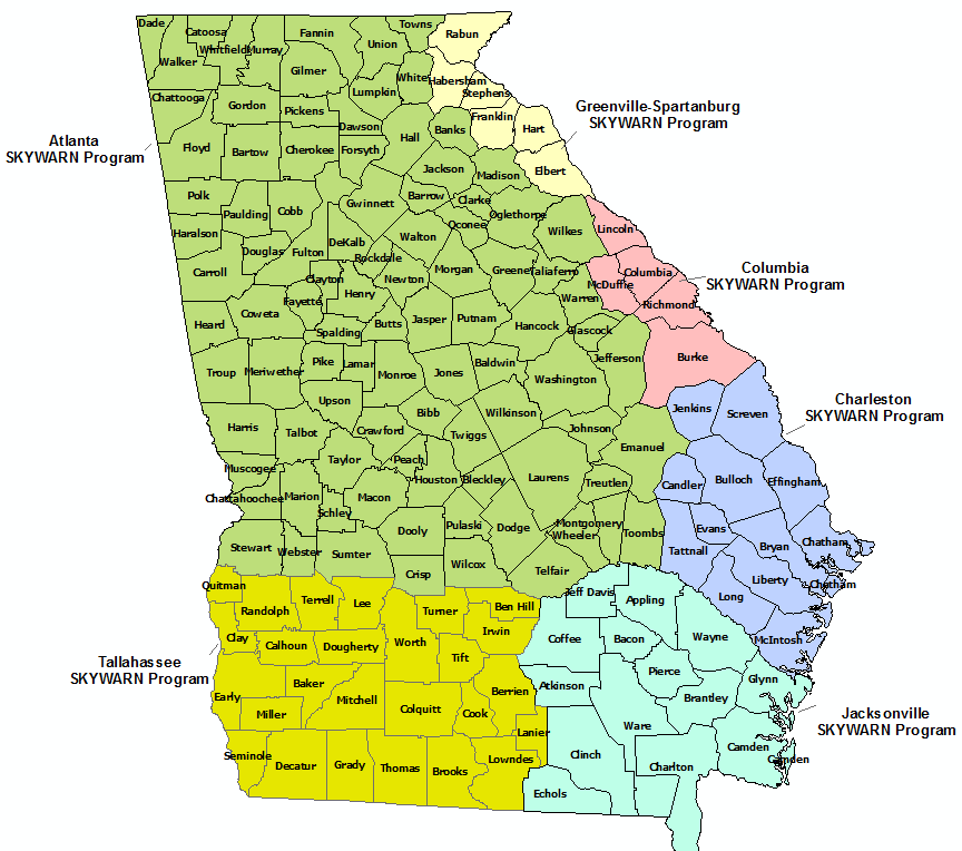 Georgia Skywarn Program map