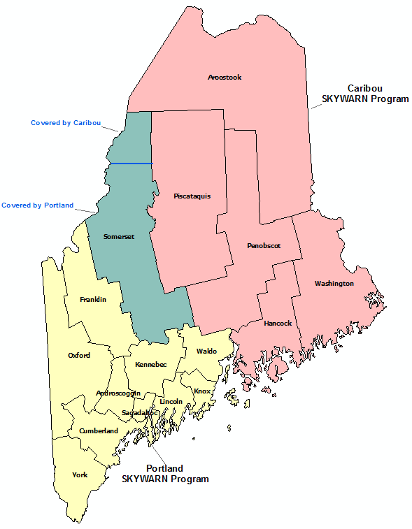 Maine Skywarn Program map