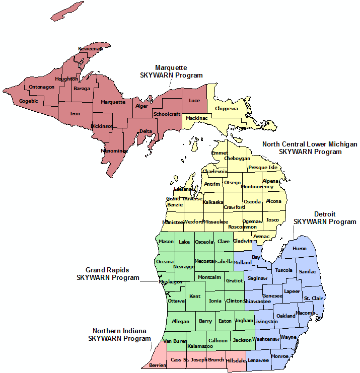 Wisconsin Skywarn Program map