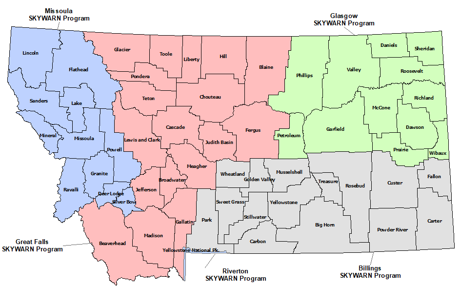 Montana Skywarn Program map