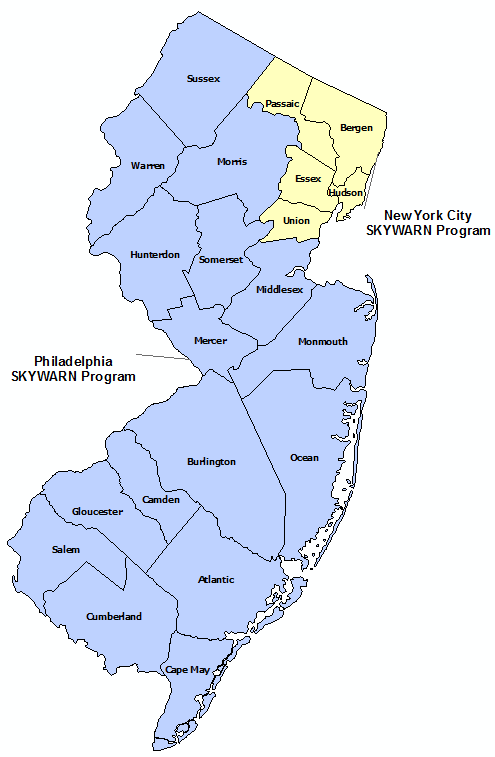 New Jersey Skywarn Program map