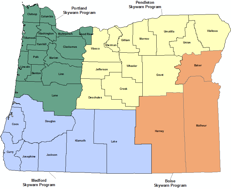 Oregon Skywarn Program map