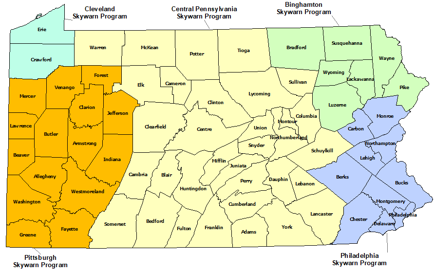 Pennsylvania Skywarn Program map