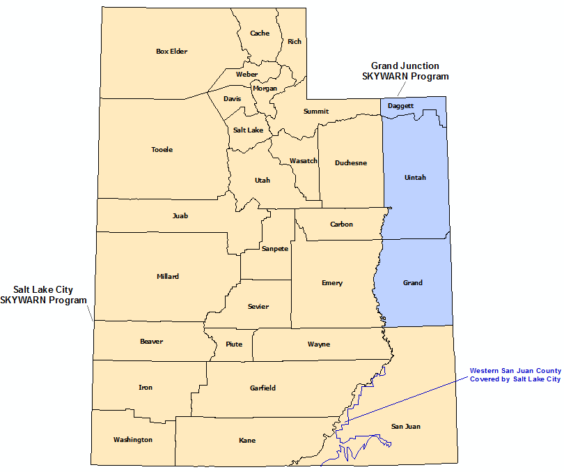 Utah Skywarn Program map