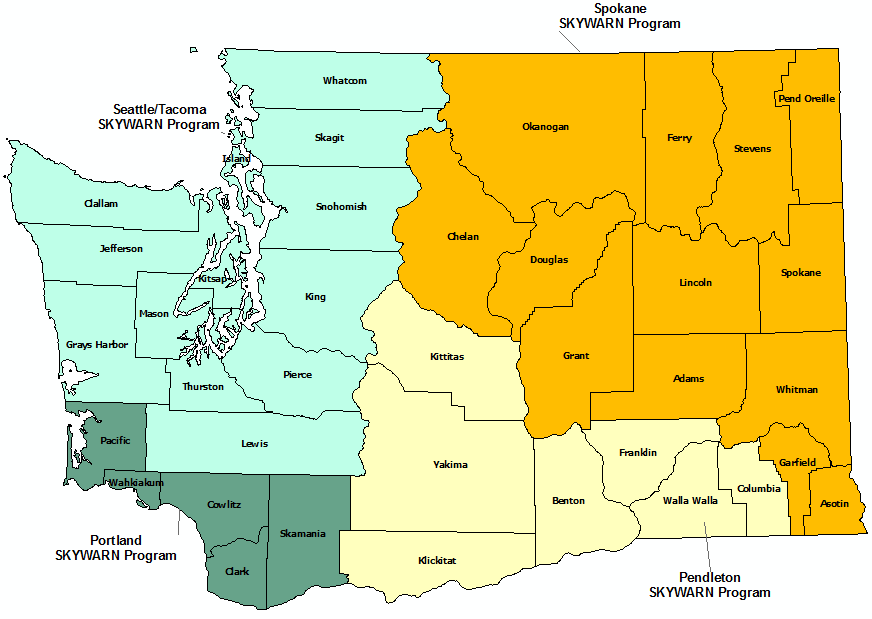 Washington Skywarn Program Contact map