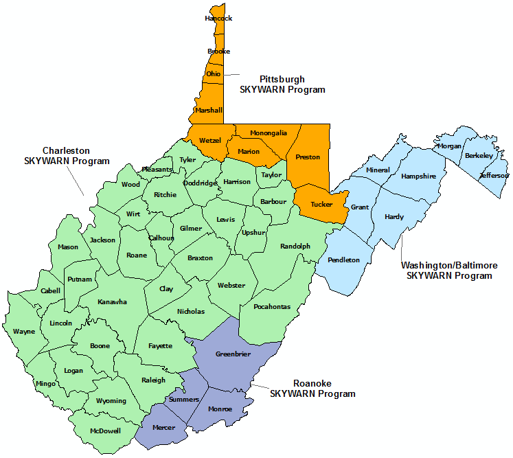 Maryland Skywarn Program map