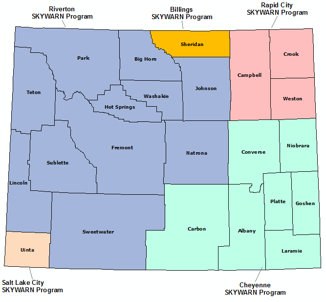 Wyoming Skywarn Program map