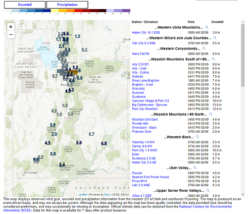 Latest snow report