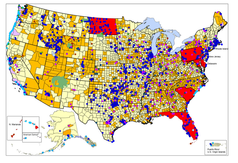 Map showing all U.S. StormReady and TsunamiReady sites, list available