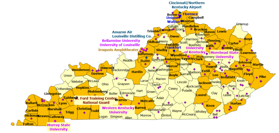 Kentucky StormReady sites, see text list below