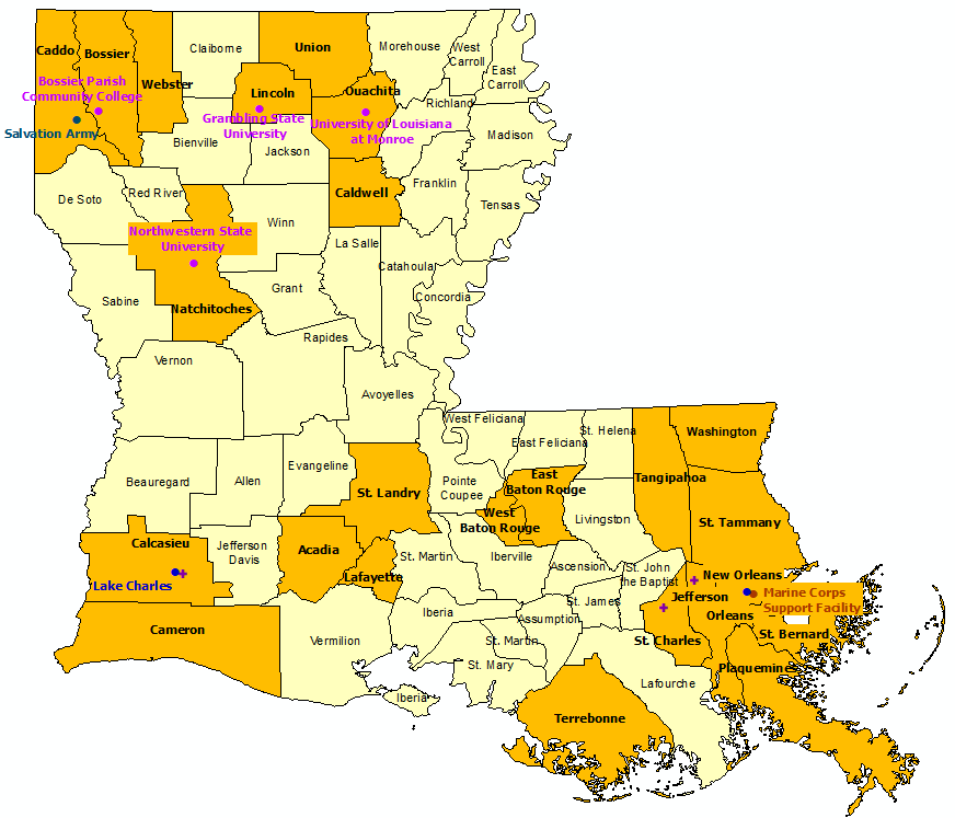 Louisiana Map With Parishes Listed Paul Smith
