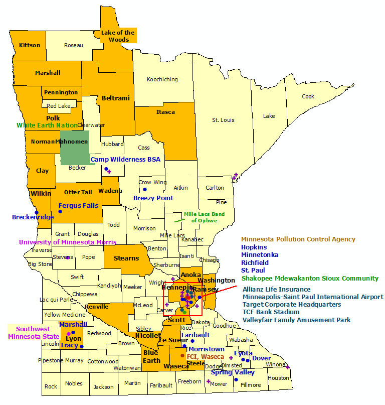 StormReady in Minnesota map (text list below)