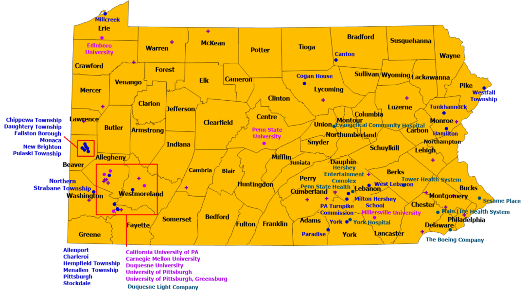 Pennsylvania StormRady Sites map, see list below