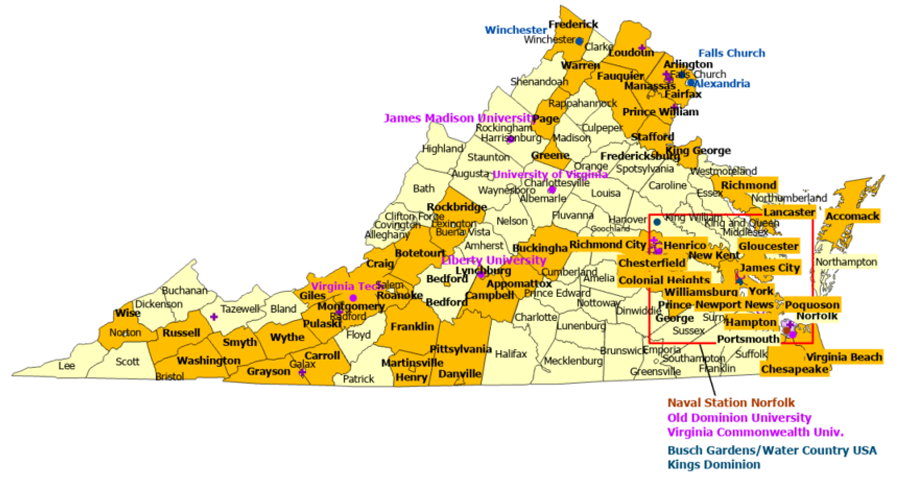 Virginia StormReady Communities. Click for state map and list