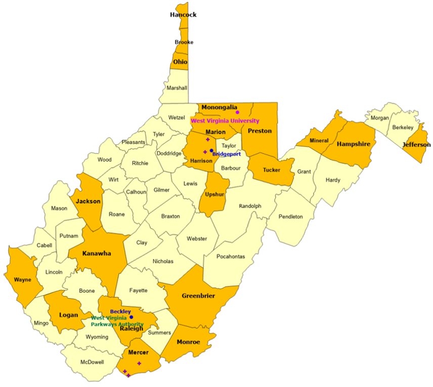 West Virginia StormReady Communities. Click for state map and list