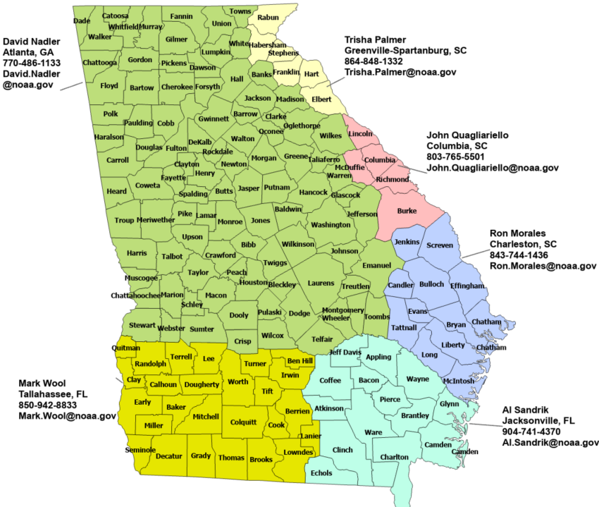 Georgia StormReady contact map