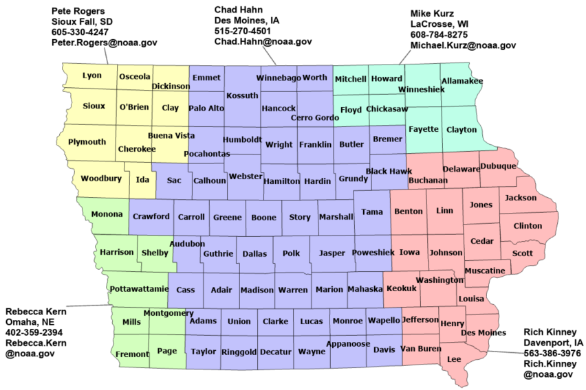 Iowa StormReady contact map