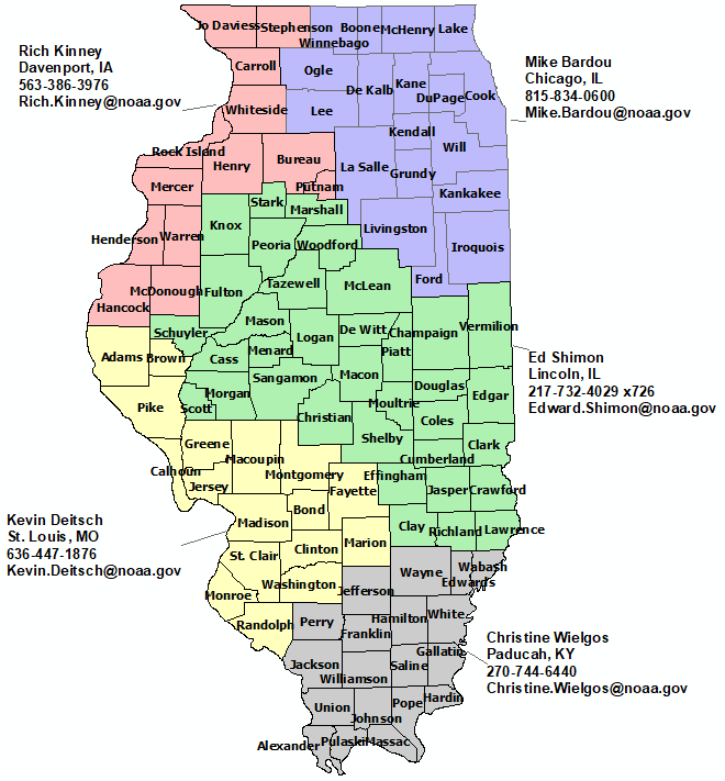 Illinois StormReady contact map