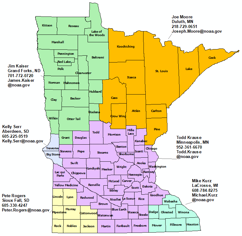 Minnesota StormReady Contact map