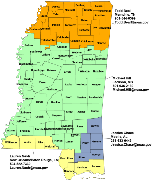 Mississippi StormReady Contact map