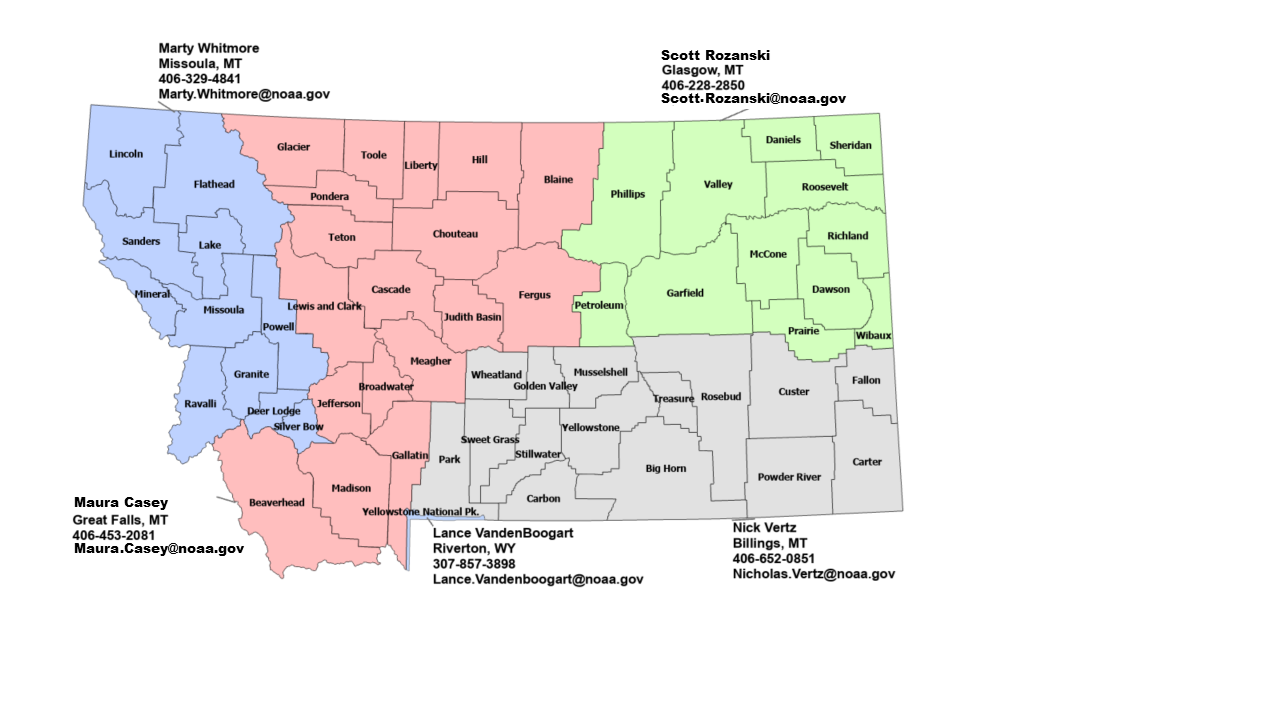 Montana StormReady Contact map
