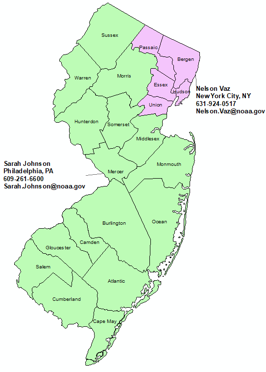New Jersey StormReady Contact map