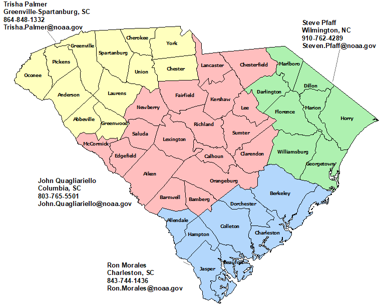 South Carolina StormReady Contact map