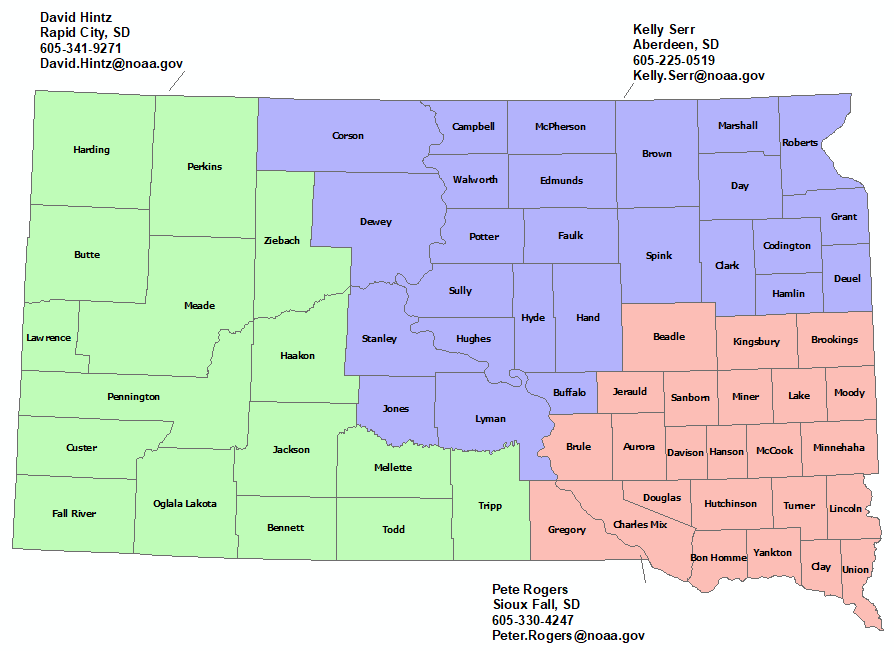South Dakota StormReady Contact map