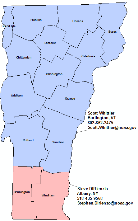 Vermont StormReady Contact map