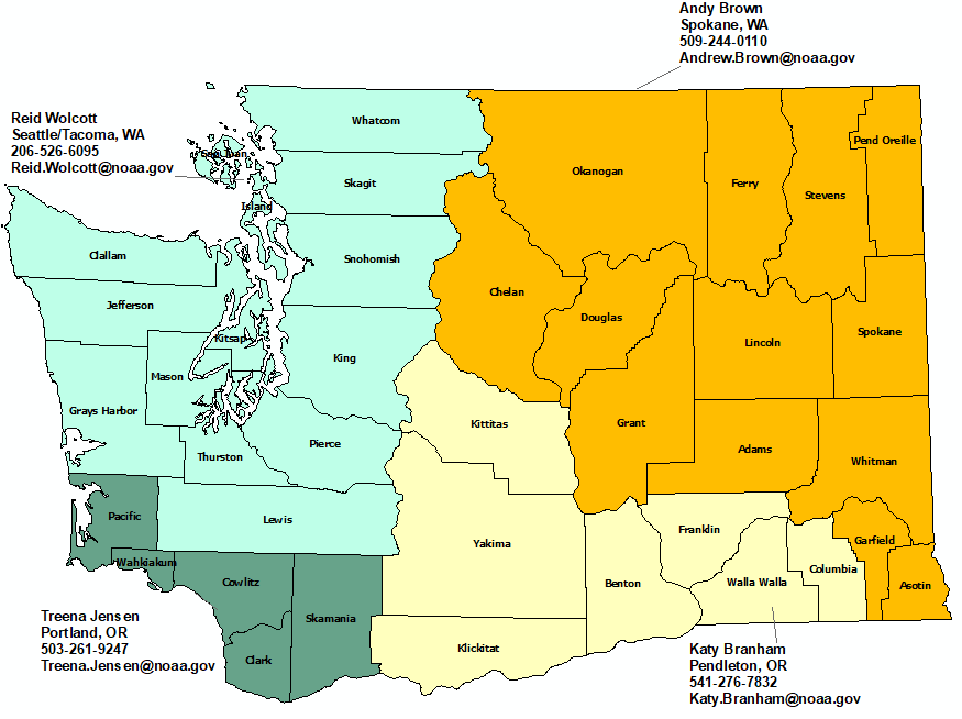 Washington StormReady Contact map