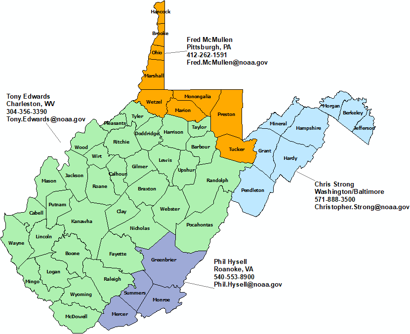 West Virginia StormReady Contact map