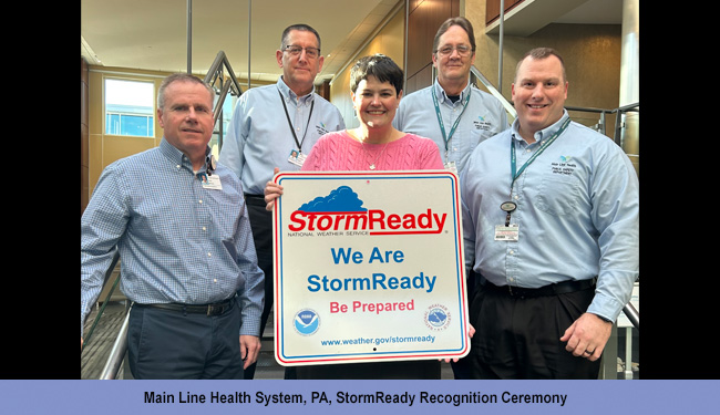 Main Line Health System, PA, StormReady Recognition Ceremony
