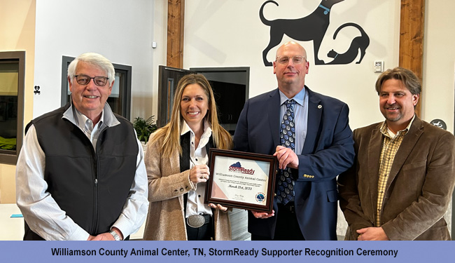 Savannah Williamson County Animal Center, TN, StormReady Supporter Recognition Ceremony