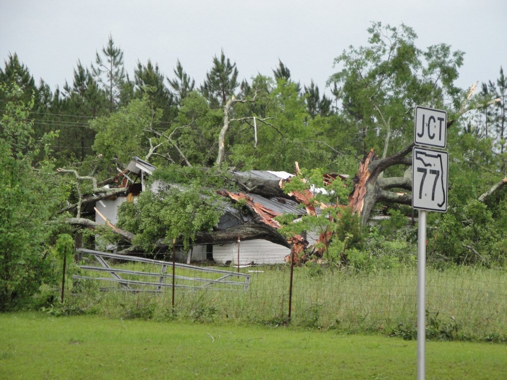 A home that was severely damaged by an EF1 tornado on April 30, 2014.