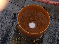 Sleet accumulates in the NWS Tallahassee rain gage on the roof of the Love Bldg. on the FSU campus.