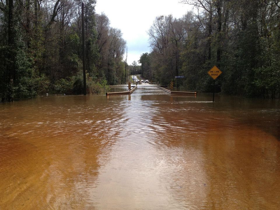 Flooding around The McKinnon Bridge in Walton County. Photo courtesy of WJHG-TV's Chris Smith. 