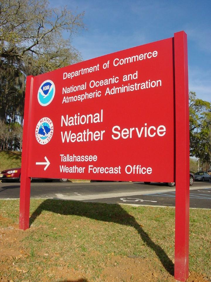 Sign directing you to the Tallahassee National Weather Service office.