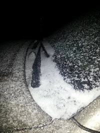 Snow and sleet accumulate on a car in Newton, AL. Photo submitted by Victoria Stevens to NWS Tallahassee Facebook page.