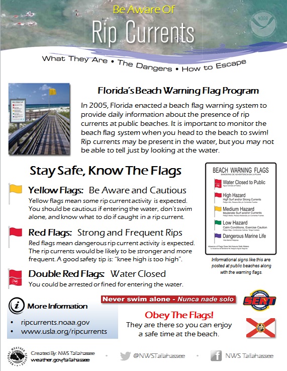 Nws Tee Rip Cur Safety Page Noaa Usla Rip Cur 2 Page Fact Sheet And Q A Florida Dep Beach Warning Flag