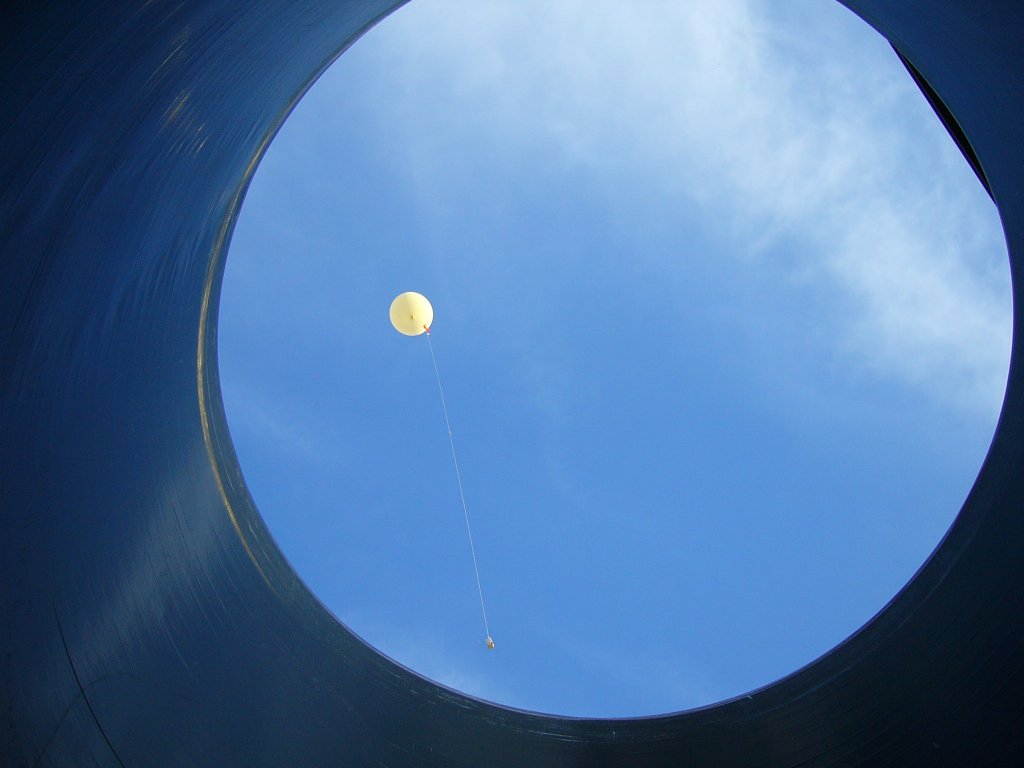 Photograph of the weather balloon just after launch.
